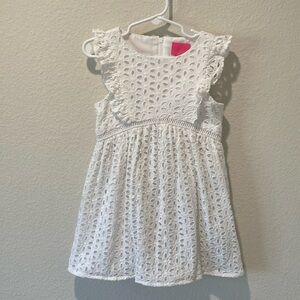 Lilly Pulitzer Madelina Dress in Resort White Oval Flower Petal Eyelet